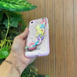 iPhone 12 6.1 inç Bilek Askılı Ayıcıklı Zincirli Kamera Korumalı Pembe Kılıf - 2