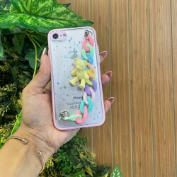 iPhone 12 6.1 inç Bilek Askılı Ayıcıklı Zincirli Kamera Korumalı Pembe Kılıf - 4