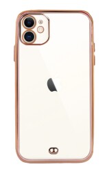 iPhone 12 6.1 inç Kamera Korumalı Bumper Pembe Silikon Kılıf - 1