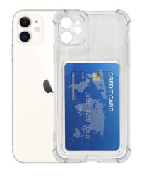 iPhone 12 Kartlıklı Kamera Korumalı Şeffaf Rubber Kılıf - 1