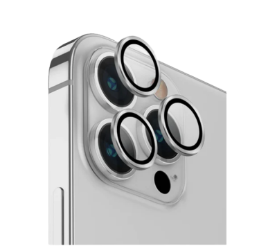 iPhone 12 Pro Max 6.7 inç Metal Kenarlı Cam Silver Kamera Lensi Koruyucu - Eiroo