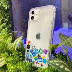 iPhone 12 Pro Max 6.7 inç Sulu Mobil Uygulama Simgeleri Rubber Kılıf - 2