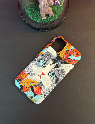 iPhone 13 Pro Max Mavi Gözlü Kedi Premium Silikon Kılıf - 3