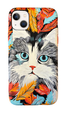 iPhone 14 Mavi Gözlü Kedi Premium Silikon Kılıf - 1
