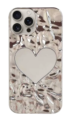 iPhone 15 Pro Max Kalpli Aynalı Silver Silikon Kılıf - 1