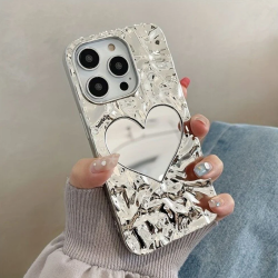 iPhone 15 Pro Max Kalpli Aynalı Silver Silikon Kılıf - 3