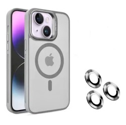 iPhone 15 Wireless Şarj Özellikli Kamera Lens Koruyuculu Kılıf - 4