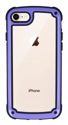 iPhone 7 / 8 Jelly Bumper Şeffaf Ultra Koruma Mor Kılıf - Eiroo