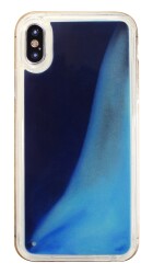 iPhone X / XS Neon Kumlu Lacivert Silikon Kılıf - Eiroo