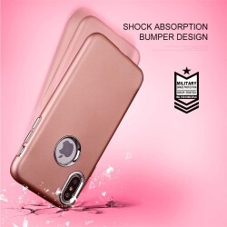 iPhone X / XS Metal Kamera Korumalı Gold Silikon Kılıf - 4