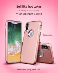 iPhone X / XS Metal Kamera Korumalı Gold Silikon Kılıf - 6