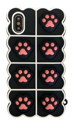iPhone X / XS Push Pop Bubble Pati Siyah Silikon Kılıf - 1