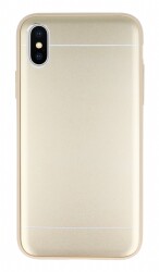 iPhone X / XS Silikon Kenarlı Metal Gold Kılıf - 1