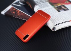 iPhone X / XS Silikon Kenarlı Metal Kırmızı Kılıf - 2