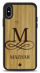 iPhone XS Tek Harf Kişiye Özel Ahşap Kılıf - 1