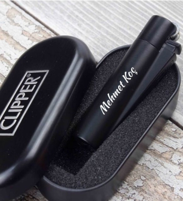 İsme Kişiye Özel Clipper Metal Çakmak Siyah - 1