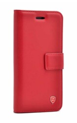 Kar Deluxe iPhone 7 / 8 Kapaklı Cüzdanlı Kırmızı Deri Kılıf - Zore