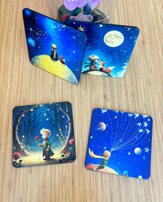 Küçük Prens Ahşap Bardak Altlığı 4lü Set - 2