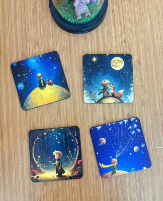 Küçük Prens Ahşap Bardak Altlığı 4lü Set - 1
