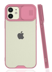 Lens Thin iPhone 12 Kamera Korumalı Pembe Silikon Kılıf - 1