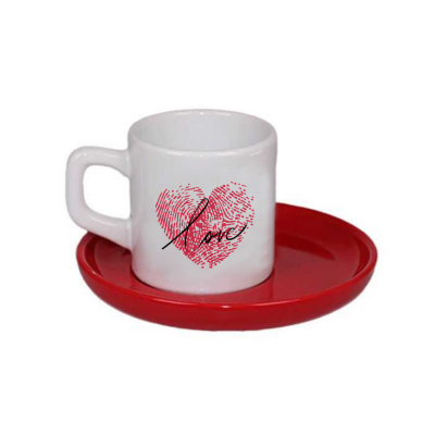 Kırmızı Kalpli Kahve Fincanı - Mch