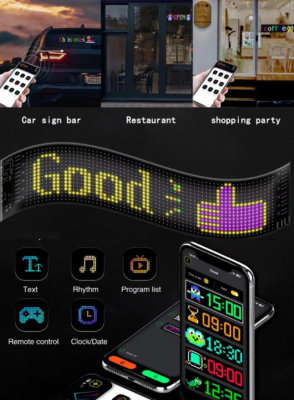 Matrix Led Panel Cama Yapışan Telefon Kontrollü Led Ekran Panel Büyük Boy - 4