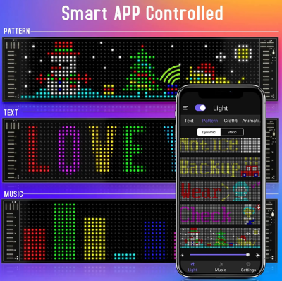 Matrix Led Panel Cama Yapışan Telefon Kontrollü Led Ekran Panel Büyük Boy - 3