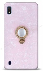Samsung Galaxy A10 Mozaik Yüzüklü Pembe Silikon Kılıf - Eiroo