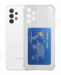 Samsung Galaxy A32 4G Kartlıklı Kamera Korumalı Şeffaf Rubber Kılıf - Eiroo