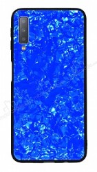 Samsung Galaxy A7 2018 Desenli Silikon Kenarlı Mavi Rubber Kılıf - Eiroo