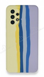 Samsung Galaxy A72 Rainbow Lansman Sarı-Mor Silikon Kılıf - Eiroo