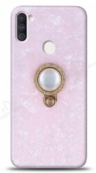 Samsung Galaxy A11 / Galaxy M11 Mozaik Yüzüklü Pembe Silikon Kılıf - Eiroo