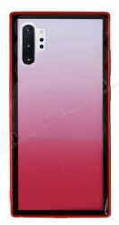 Samsung Galaxy Note 10 Plus Silikon Kenarlı Geçişli Kırmızı Rubber Kılıf - Eiroo