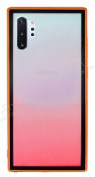 Samsung Galaxy Note 10 Plus Silikon Kenarlı Geçişli Turuncu Rubber Kılıf - Eiroo