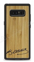Samsung Galaxy Note 8 Atatürk İmza Ahşap Kılıf - Eiroo
