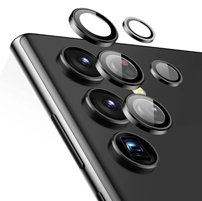 Samsung Galaxy S22 Ultra 5G Siyah Metal Kamera Lens Koruyucu - Eiroo