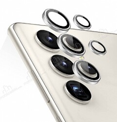 Samsung Galaxy S23 Ultra Silver Metal Kamera Lens Koruyucu - Eiroo