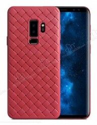 Samsung Galaxy S9 Hasır Desenli Kırmızı Silikon Kılıf - Eiroo