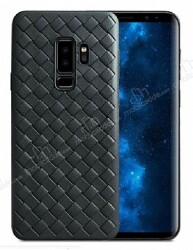 Samsung Galaxy S9 Hasır Desenli Siyah Silikon Kılıf - Eiroo