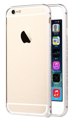 Totu Design iPhone 6 / 6S Dazzling Series Taşlı Bumper Çerçeve Silver Kılıf - 1