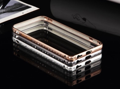 Totu Design iPhone 6 / 6S Dazzling Series Taşlı Bumper Çerçeve Silver Kılıf - 3