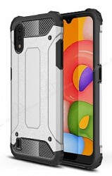 Tough Power Samsung Galaxy A01 Ultra Koruma Silver Kılıf - Eiroo