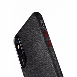 Usams Sinja Series iPhone X / XS Deri Görünümlü Kırmızı Silikon Kılıf - 3