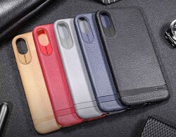 Usams Sinja Series iPhone X / XS Deri Görünümlü Kırmızı Silikon Kılıf - 5