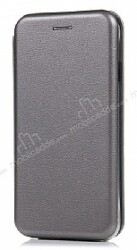 Xiaomi Mi Note 10 Curve Manyetik Kapaklı Silver Deri Kılıf - Eiroo