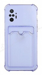 Xiaomi Redmi Note 10 Pro Kartlıklı Kamera Korumalı Şeffaf Mor Rubber Kılıf - Eiroo
