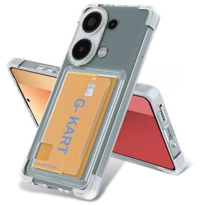 Xiaomi Redmi Note 13 Pro Kartlıklı Kamera Korumalı Şeffaf Rubber Kılıf - Eiroo