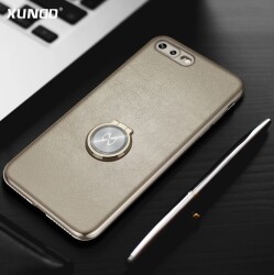 Xundd Vette Series iPhone X / XS Silikon Kenarlı Gold Deri Kılıf - 9