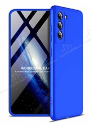 Zore GKK Ays Samsung Galaxy S21 FE 5G 360 Derece Koruma Mavi Rubber Kılıf - Zore