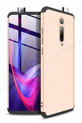 Zore GKK Ays Xiaomi Mi 9T 360 Derece Koruma Gold-Siyah Rubber Kılıf - Zore